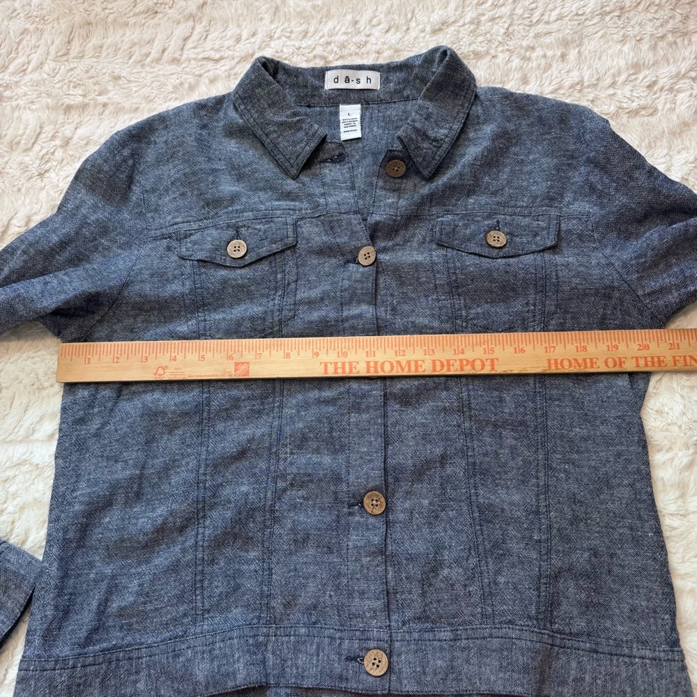 da-sh Blue Linen Rayon Trucker Jacket Large Coastal Grandmacore large spring - Picture 4 of 5